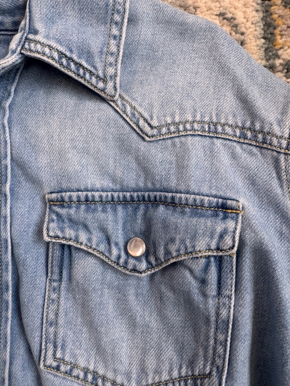 Madewell Light Wash Denim Western Shirt - Picture 3 of 6